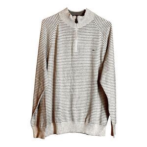 Vineyard Vines 1/4 Zip Up Pullover Gray Striped Long Sleeve Sweater Size L 📦